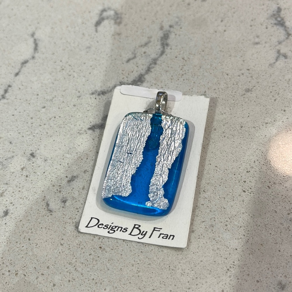 Blue and silver glass pendant
